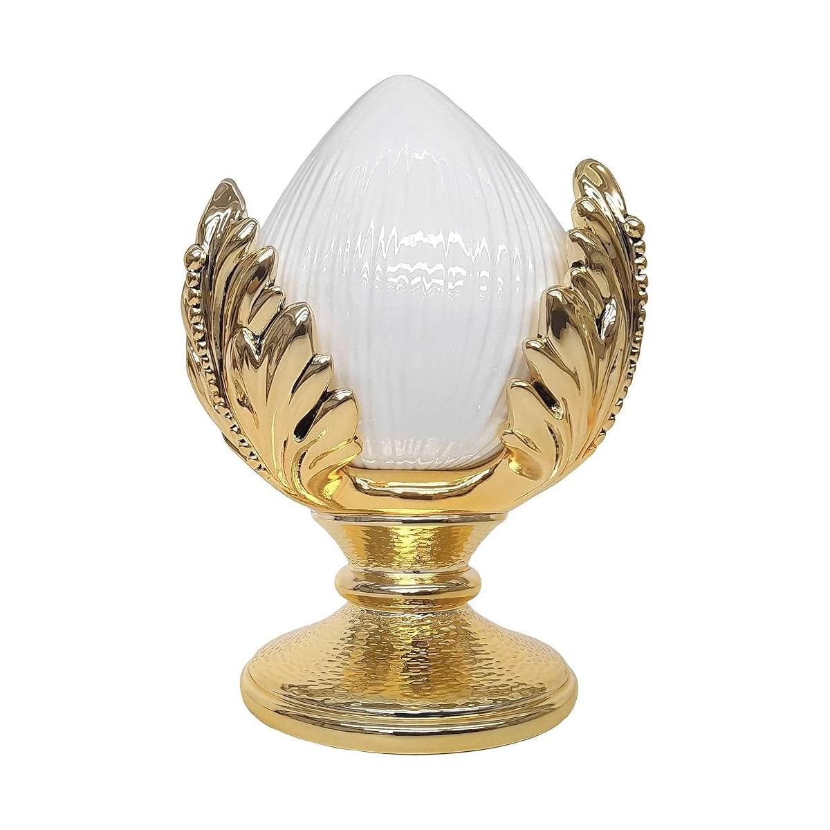 Pomo bianco base oro h12 cm