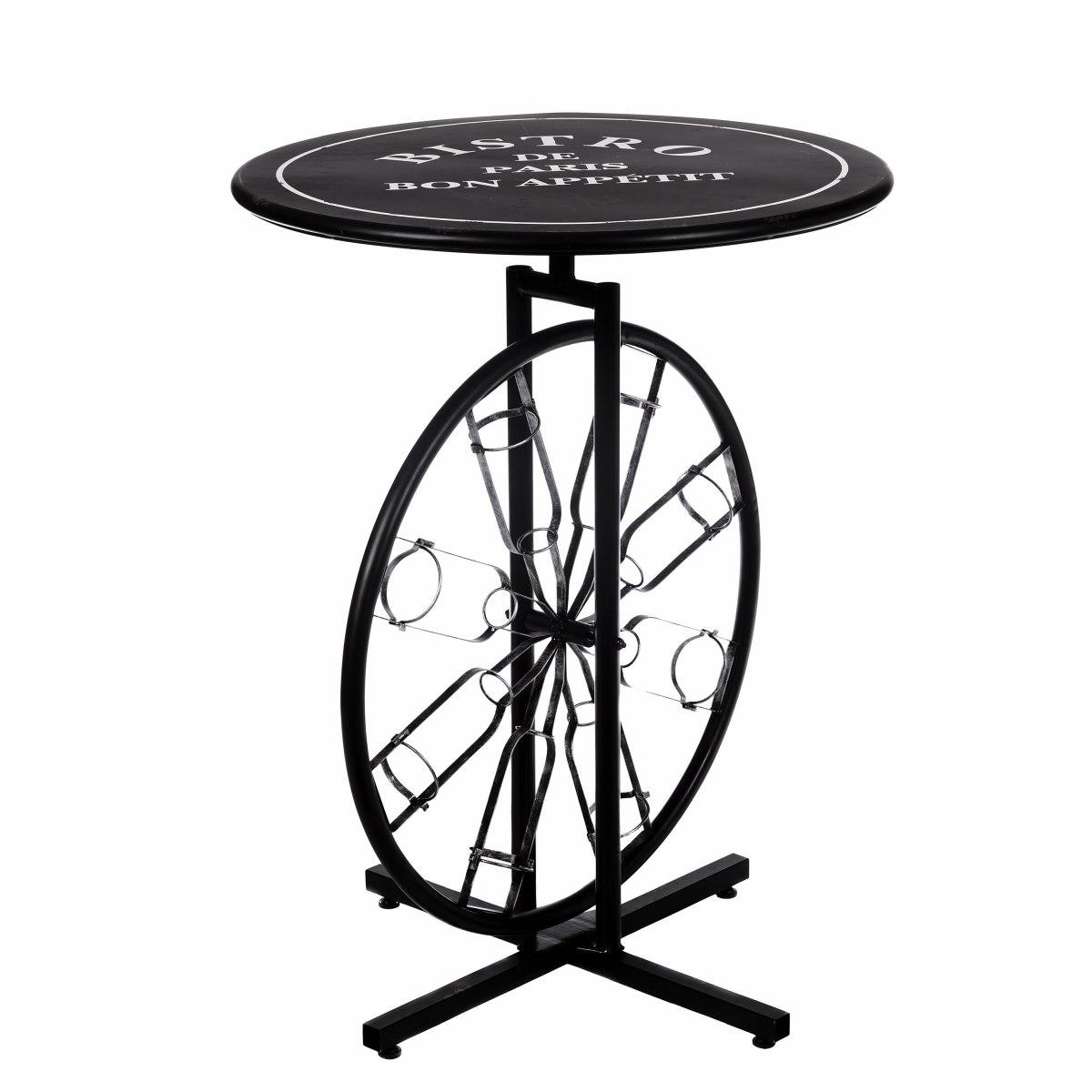 Tavolino tondo alto in metallo con portabottiglie 8 posti girevole