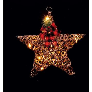 Stella di natale 15 led in rattan e ferro d40 cm