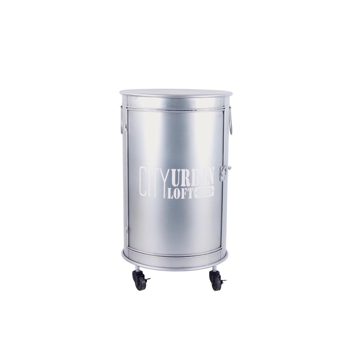 Mobiletto in ferro con ruote argento stile industrial d40xh69 cm