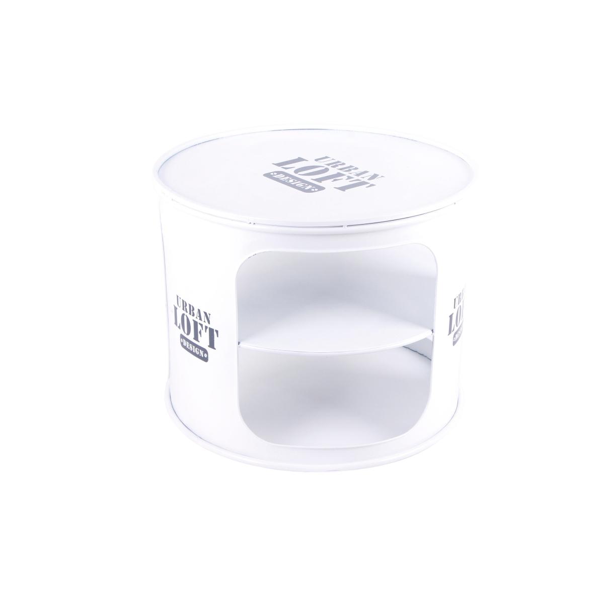 Tavolino tondo in ferro bianco stile industrial d60xh48 cm