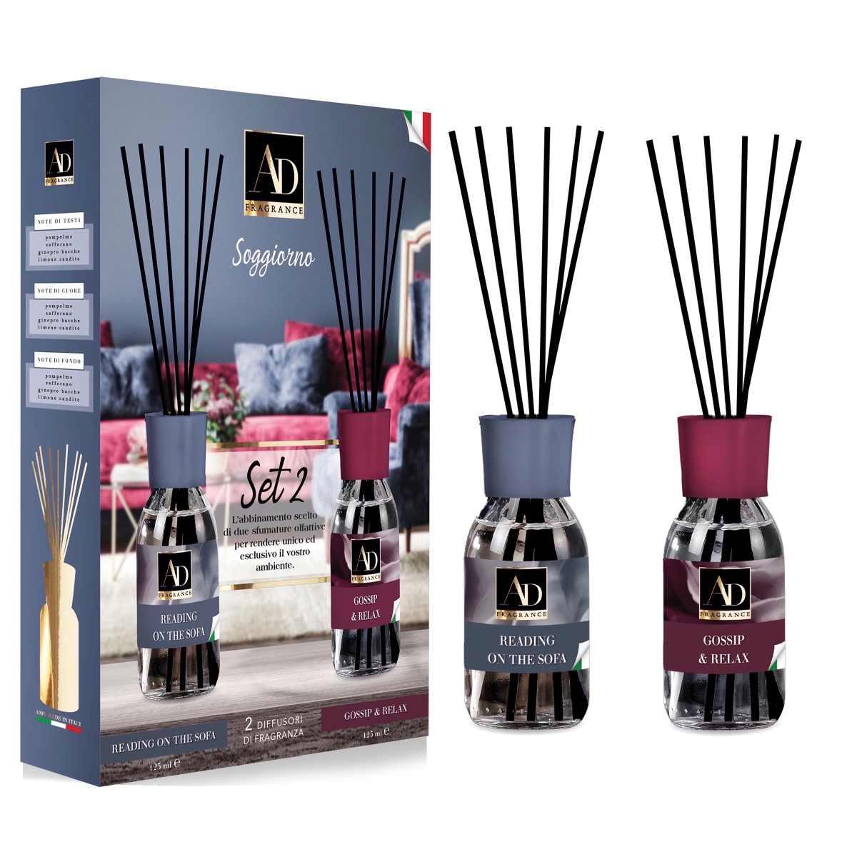 Set 2 diffusori di fragranze con midollini Soggiorno 125 ml