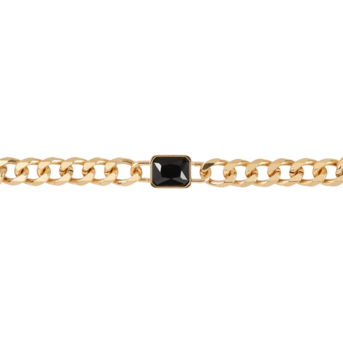 Bracciale donna con pietra nera e maglia dorata Romeo Gigli