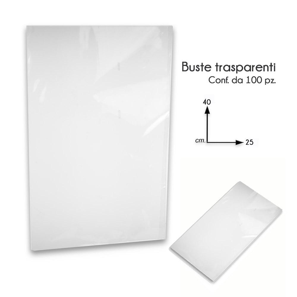 100 Buste neutre crystal 25x40 cm. per alimenti