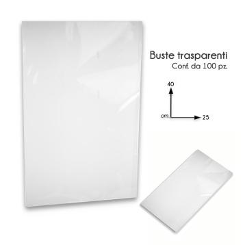 100 Buste neutre crystal 25x40 cm. per alimenti