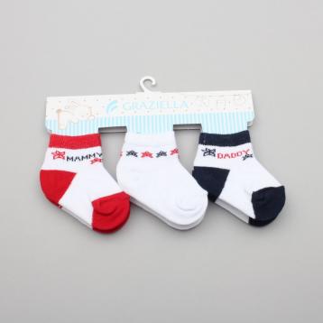 Tris di calzini neonato bimbo in colori assortiti