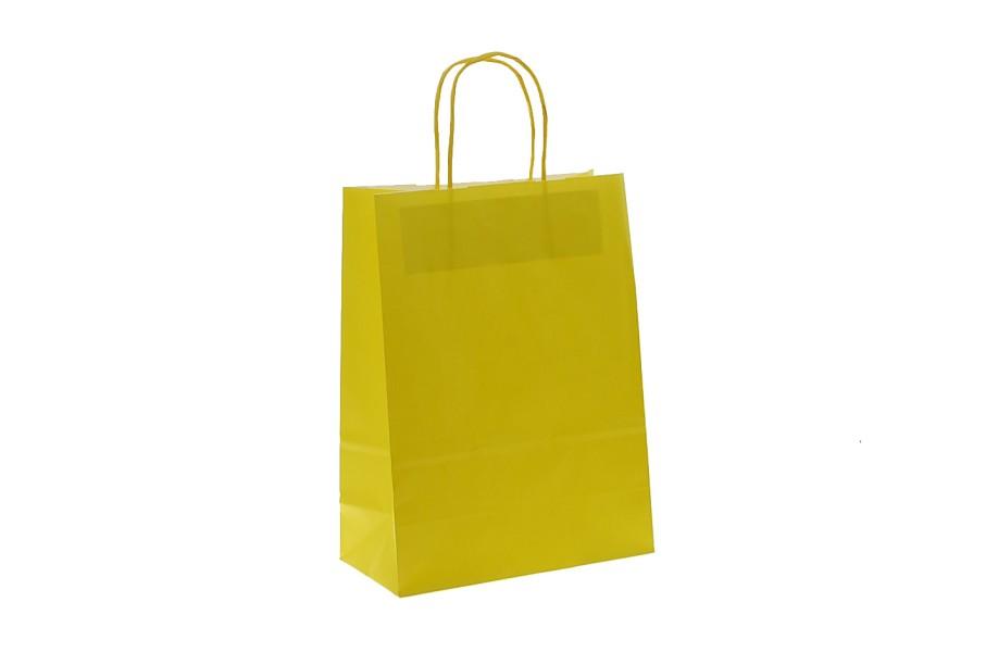 Shoppers carta colore giallo manico ritorto H21,5 X L 14 X P8,5