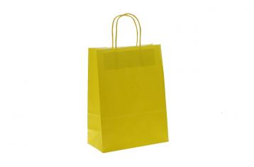 Shoppers carta colore giallo manico ritorto H21,5 X L 14 X P8,5