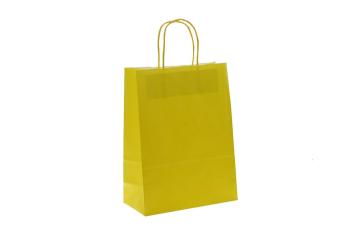 Shoppers carta colore giallo manico ritorto H21,5 X L 14 X P8,5