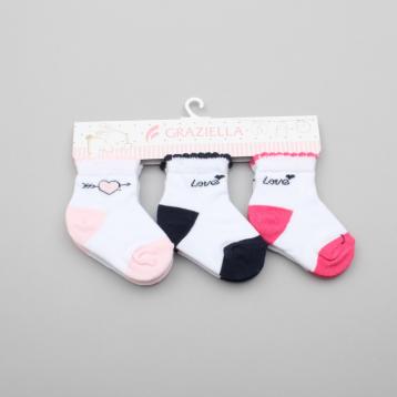 Tris di calzini neonato bimba in colori assortiti