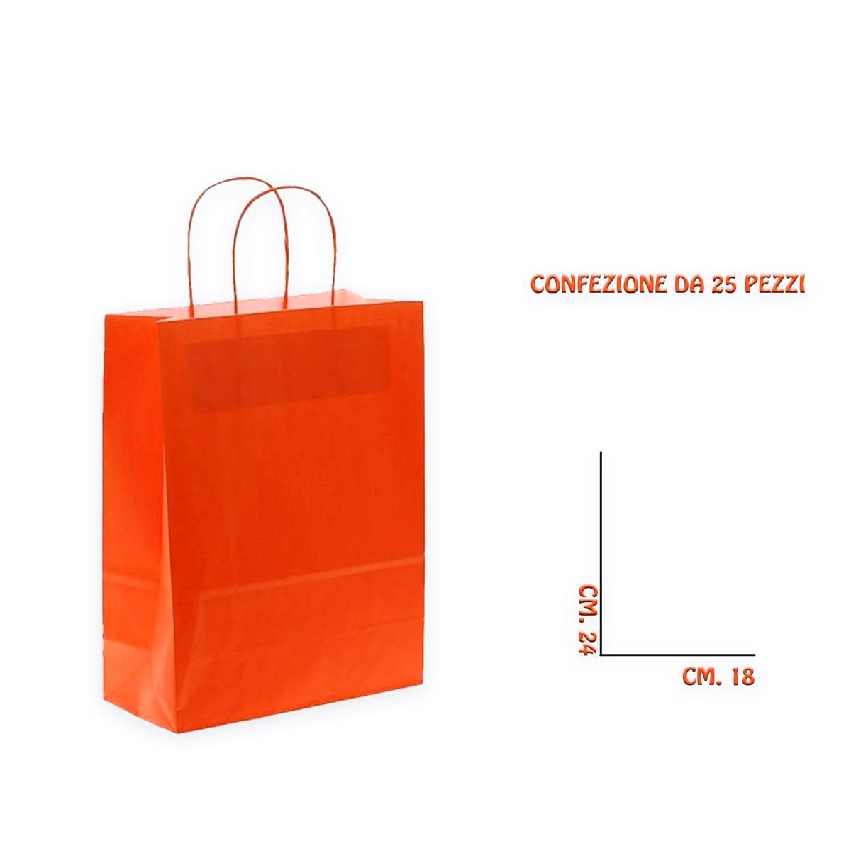 shoppers in carta colore arancio h 24 x p 8 x l 18