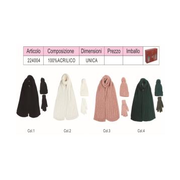 Set berretto sciarpa e guanti donna coveri collection