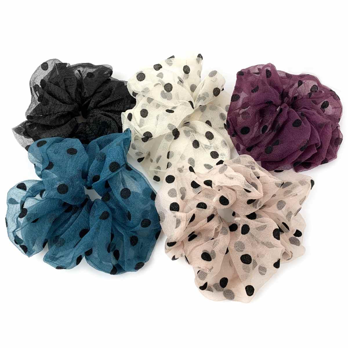 Mega scrunchies tulle a pois