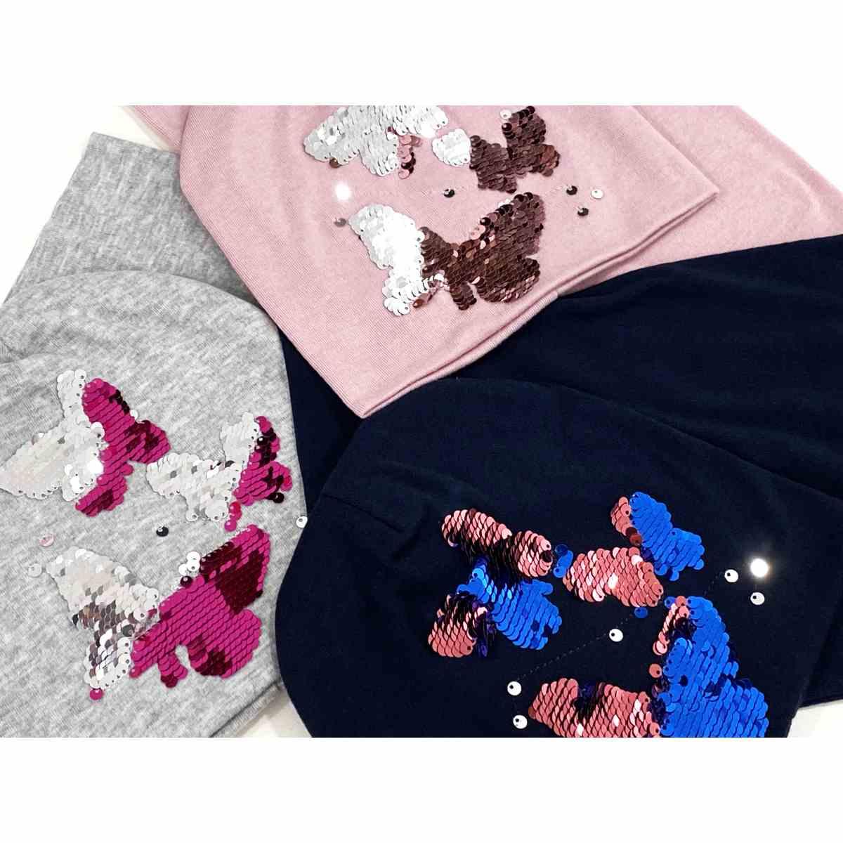 Set bimba scaldacollo e cappello paillettes butterfly le kikke