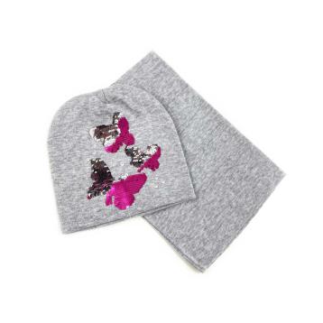 Set bimba scaldacollo e cappello paillettes butterfly le kikke