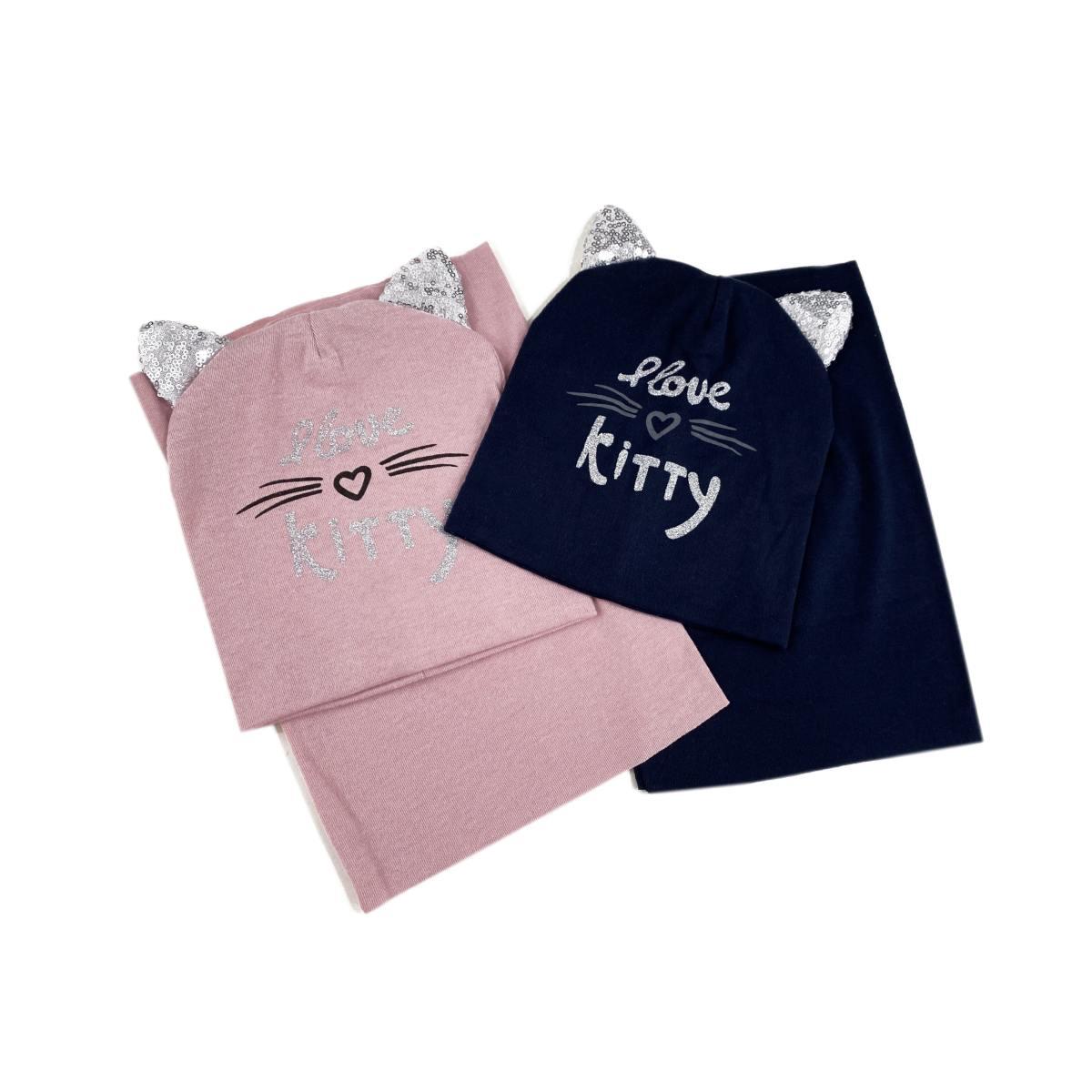 Set bimba scaldacollo e berretto i love kitty le kikke