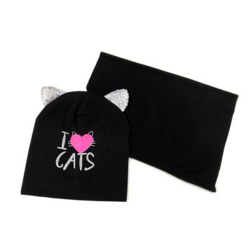 Set bimba scaldacollo e cappello i love cats le kikke