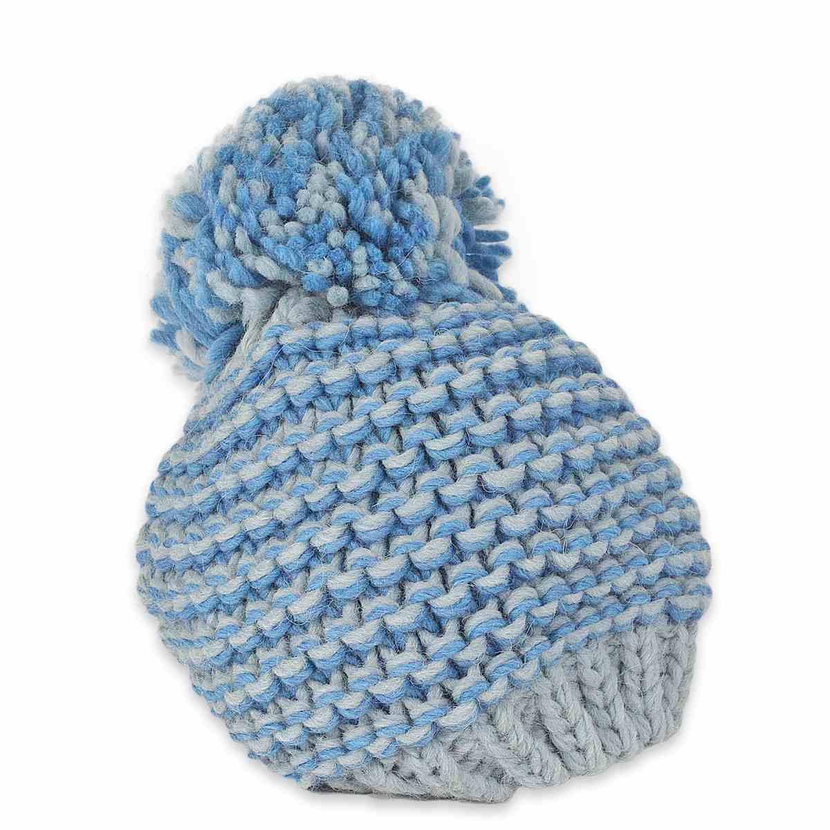 Cappello a maglia donna pon pon lana bicolore capoverde