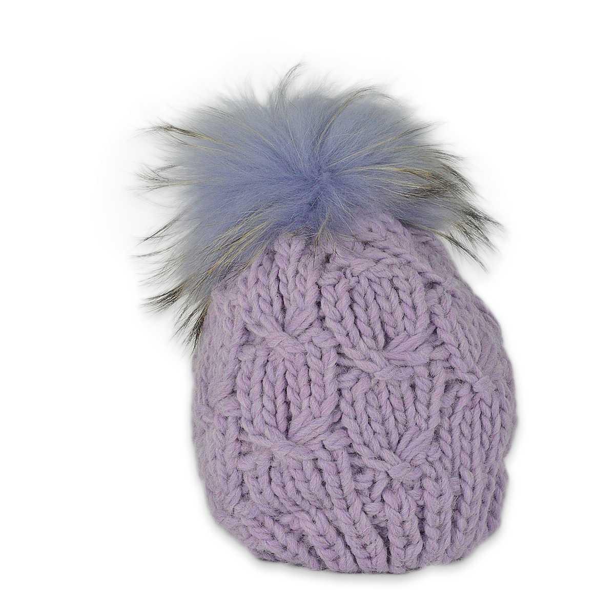 Cappello a maglia donna pon pon vera pelliccia capoverde