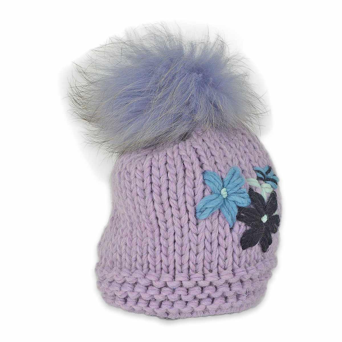 Cappello donna a maglia con pon pon vera pelliccia Capoverde