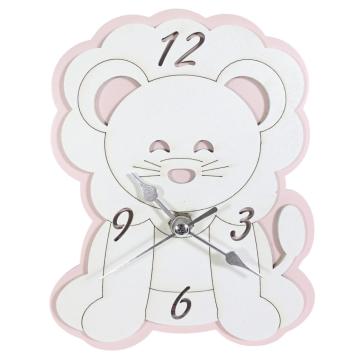 Orologio da tavolo in legno leone rosa bimba 15x12 cm