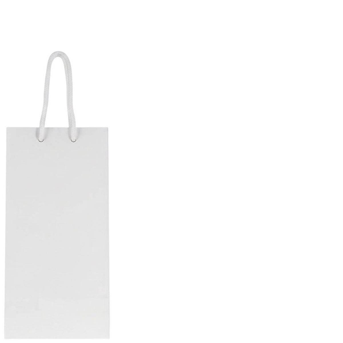 Shopper in carta portabottiglie manico in cordino 14 x 39 cm colore bianco