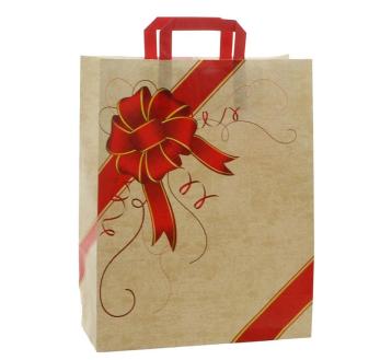 Shoppers carta h41 X l32 X p13 cm. fantasia ribbon rosso