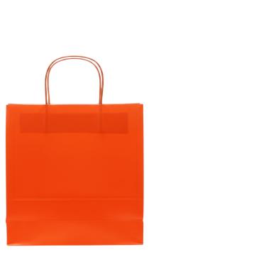 Shopper in carta h.41 x l.36 x p.12 cm colore arancione maniglia ritorta