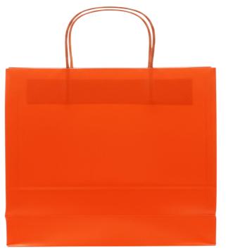Shopper in carta h.49 x l.45 x p.15 cm colore arancione manico ritorto