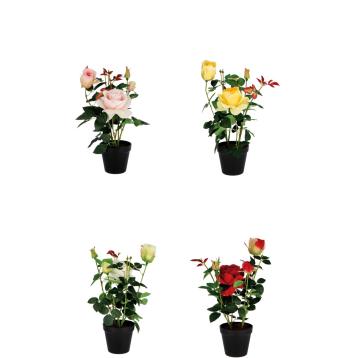 Vaso con rose 1 fiore e 3 boccioli d.12,5xh43cm