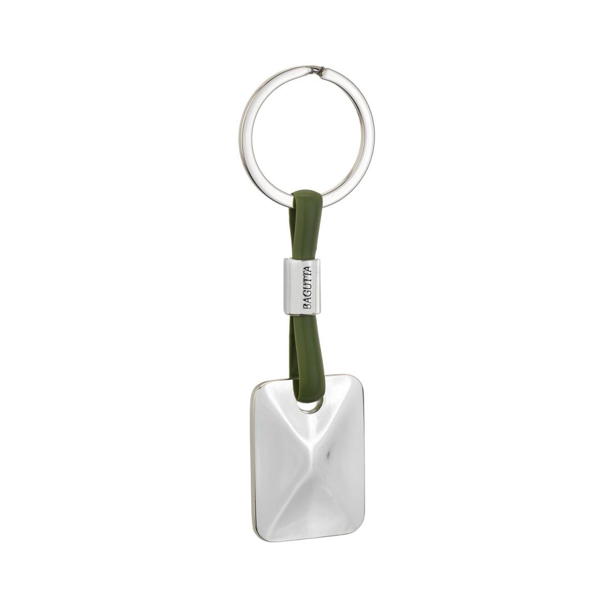 Portachiavi silver plated un anello con pendaglio rettangolare Bagutta
