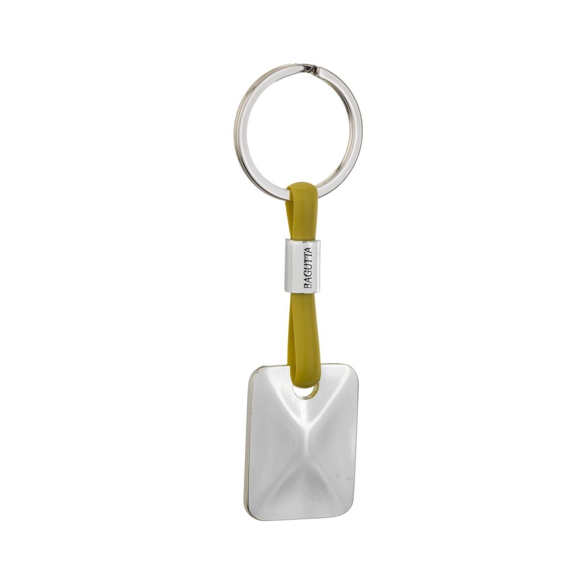 Portachiavi silver plated un anello con pendaglio rettangolare Bagutta