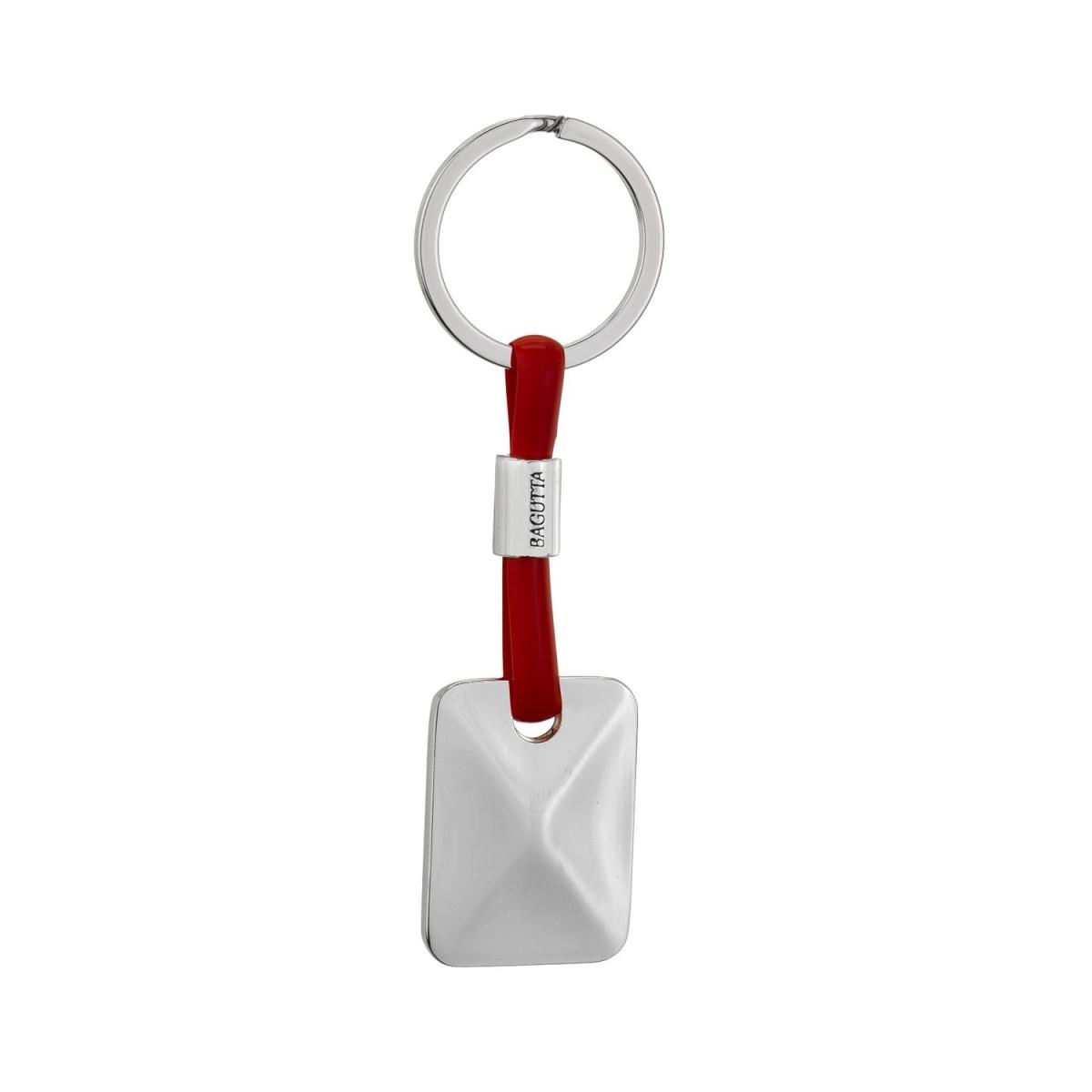 Portachiavi silver plated un anello con pendaglio rettangolare Bagutta