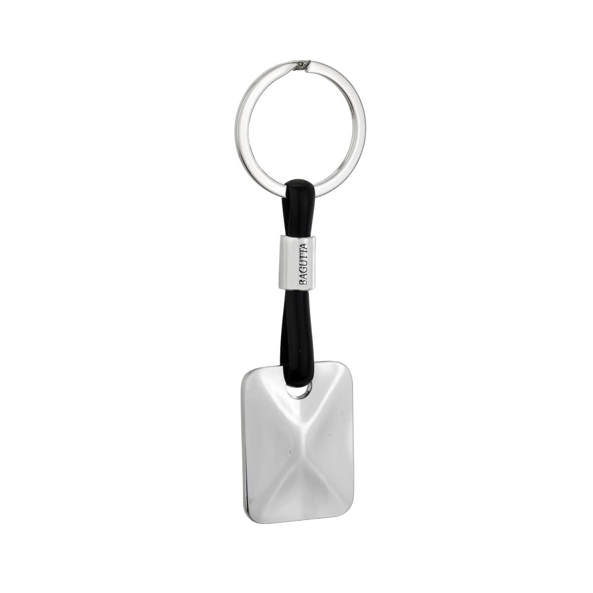 Portachiavi silver plated un anello con pendaglio rettangolare Bagutta