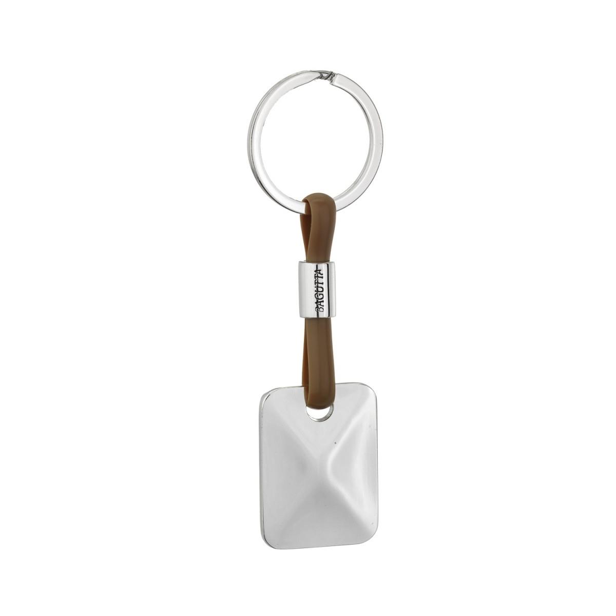 Portachiavi silver plated un anello con pendaglio rettangolare Bagutta