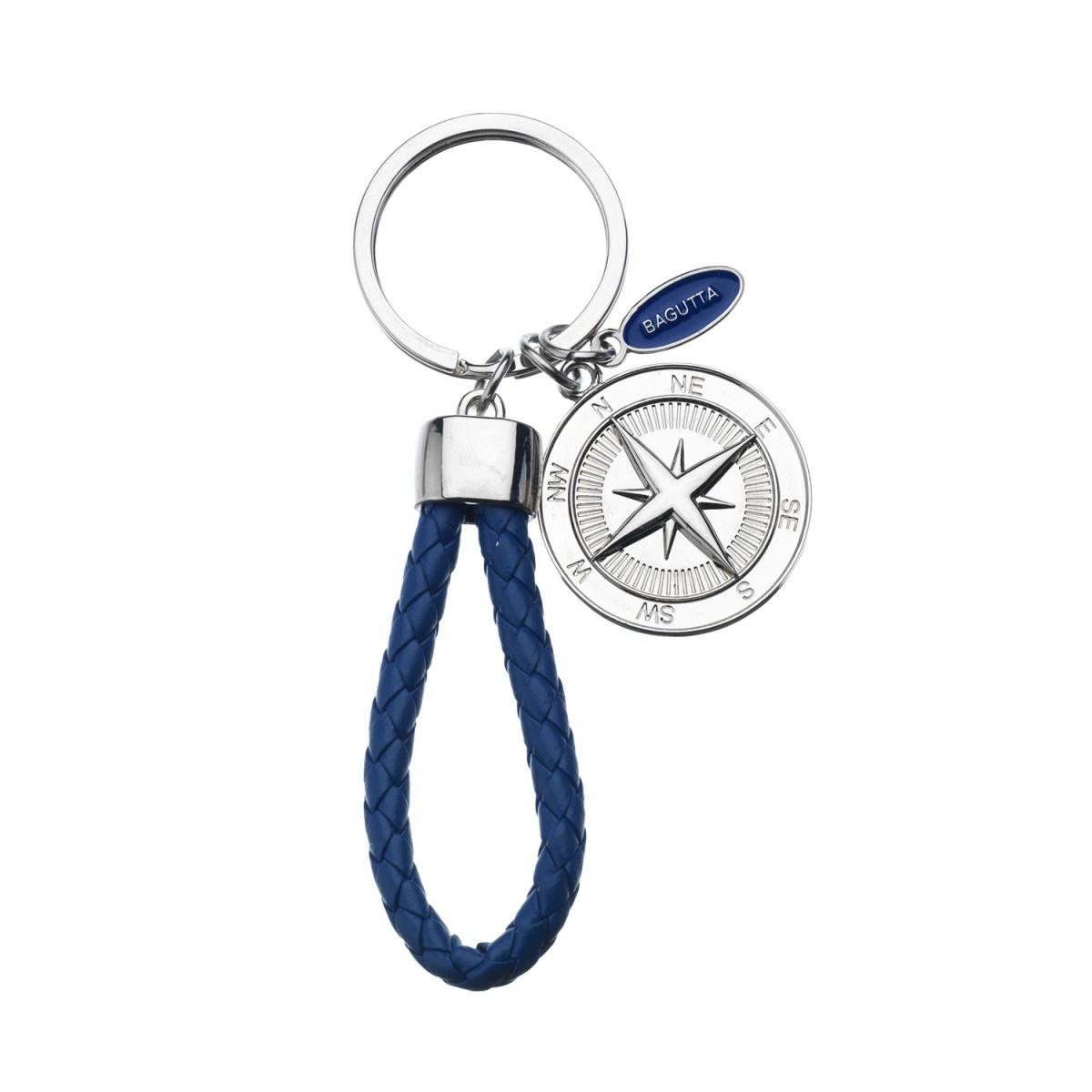 Portachiavi mariner con anello intrecciato e rosa dei venti Bagutta