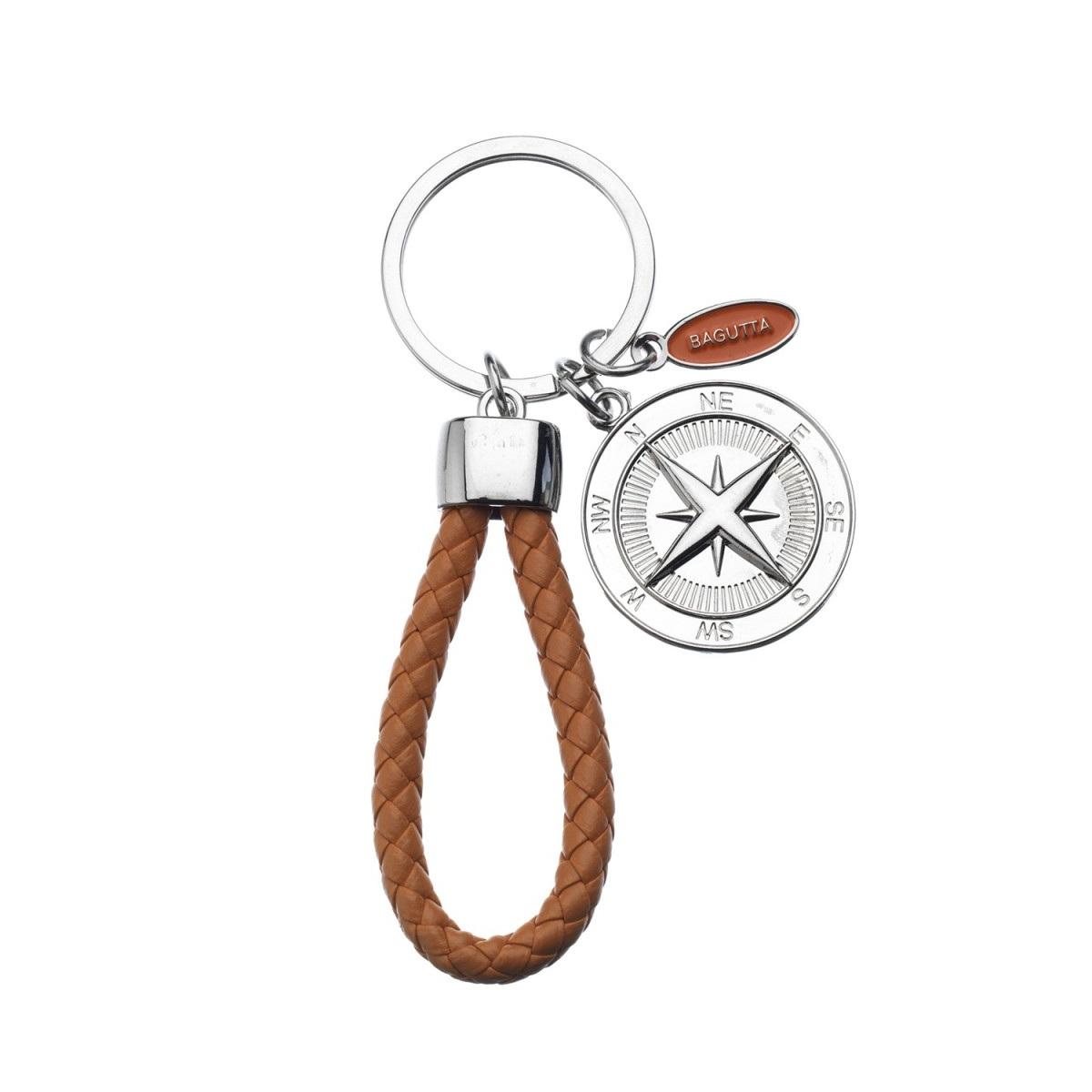 Portachiavi mariner con anello intrecciato e rosa dei venti Bagutta