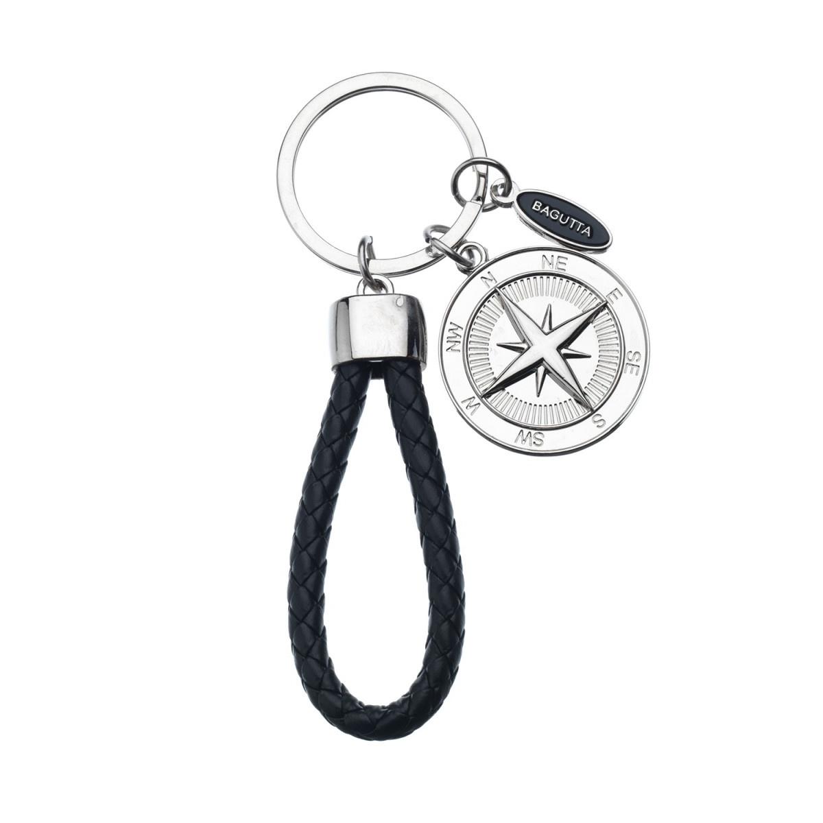 Portachiavi mariner con anello intrecciato e rosa dei venti Bagutta