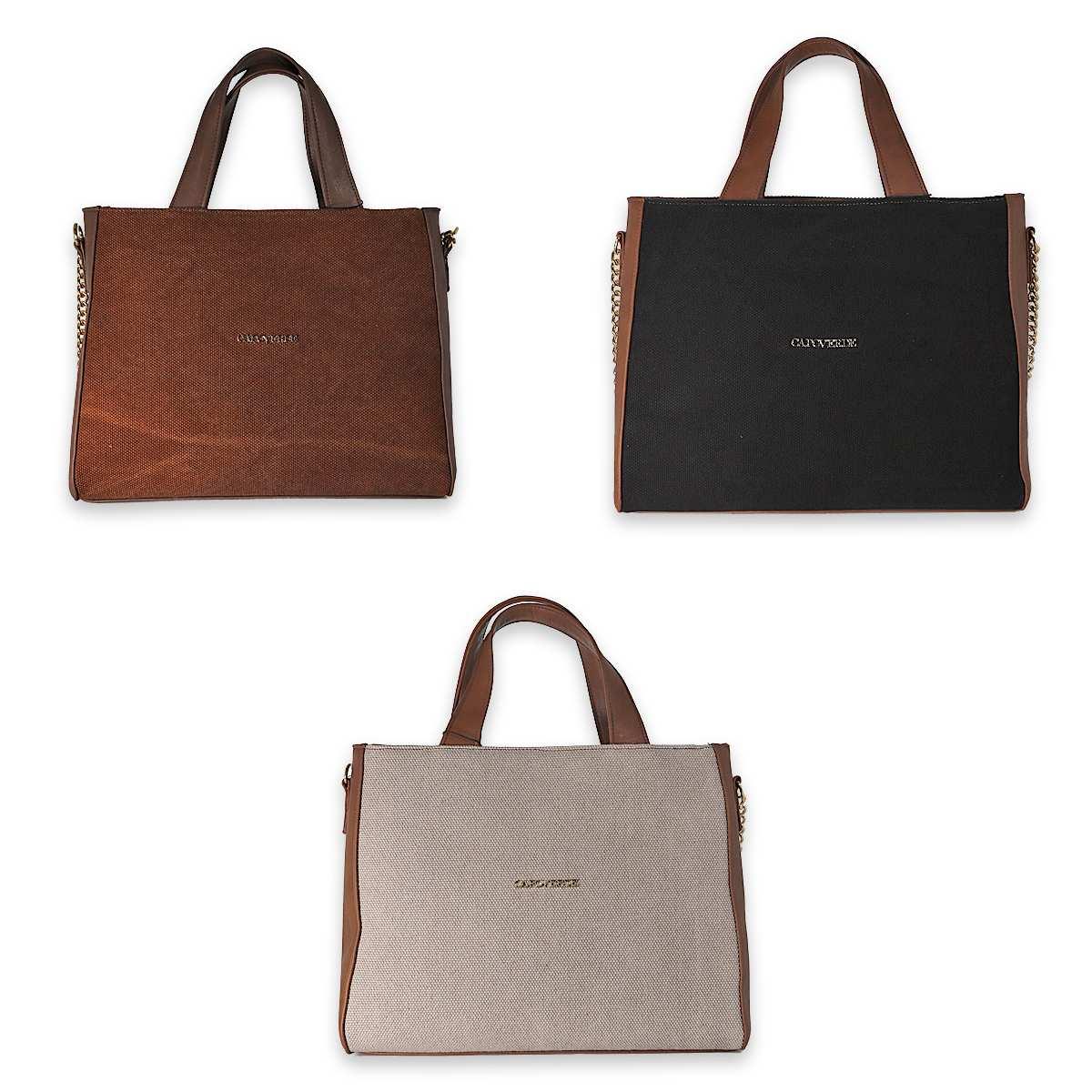 Sacca in canvas ed ecopelle capoverde made in italy