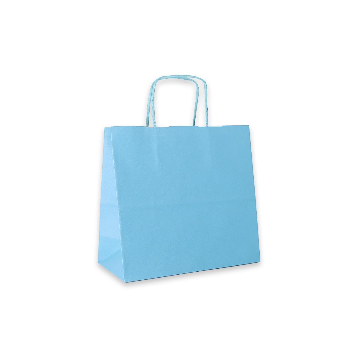 shoppers in carta maniglia ritorta  h 21 x p 10 x l 20 colore turchese