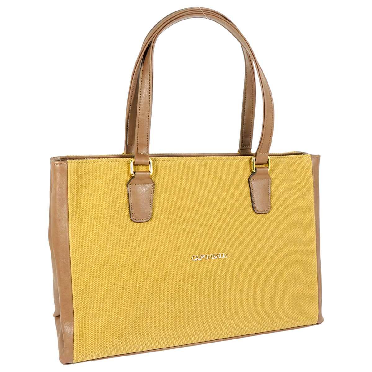 Borsa shopping donna in canvas ed ecopelle Capoverde Made in Italy