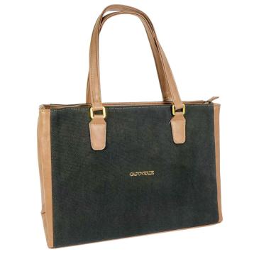 Borsa shopping donna in canvas ed ecopelle Capoverde Made in Italy