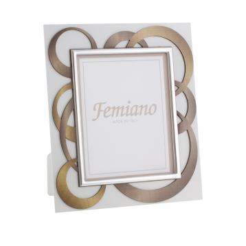 Cornice portafoto anelli legno bronzo oro 13x18 cm