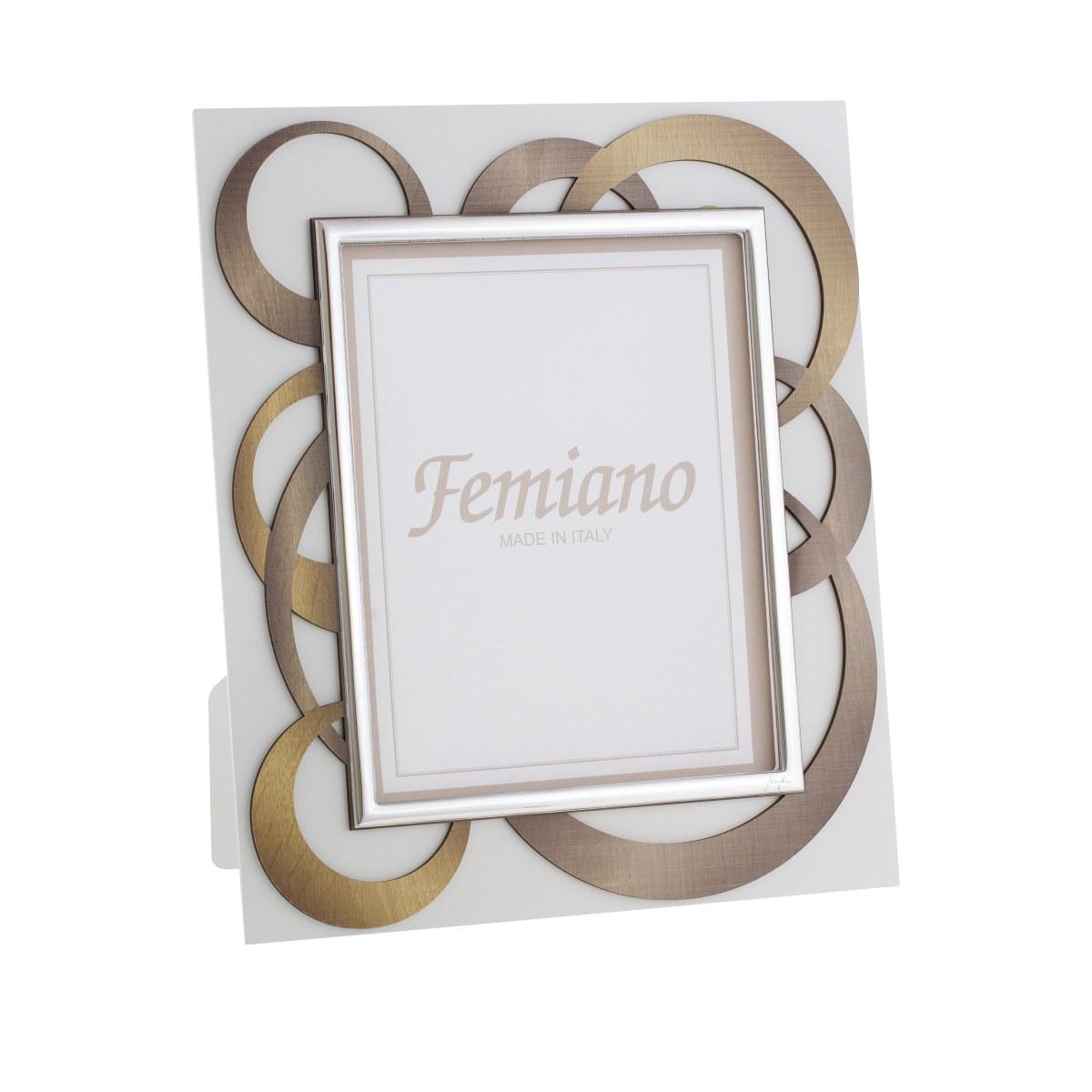 Cornice portafoto anelli legno bronzo oro 9x13 cm
