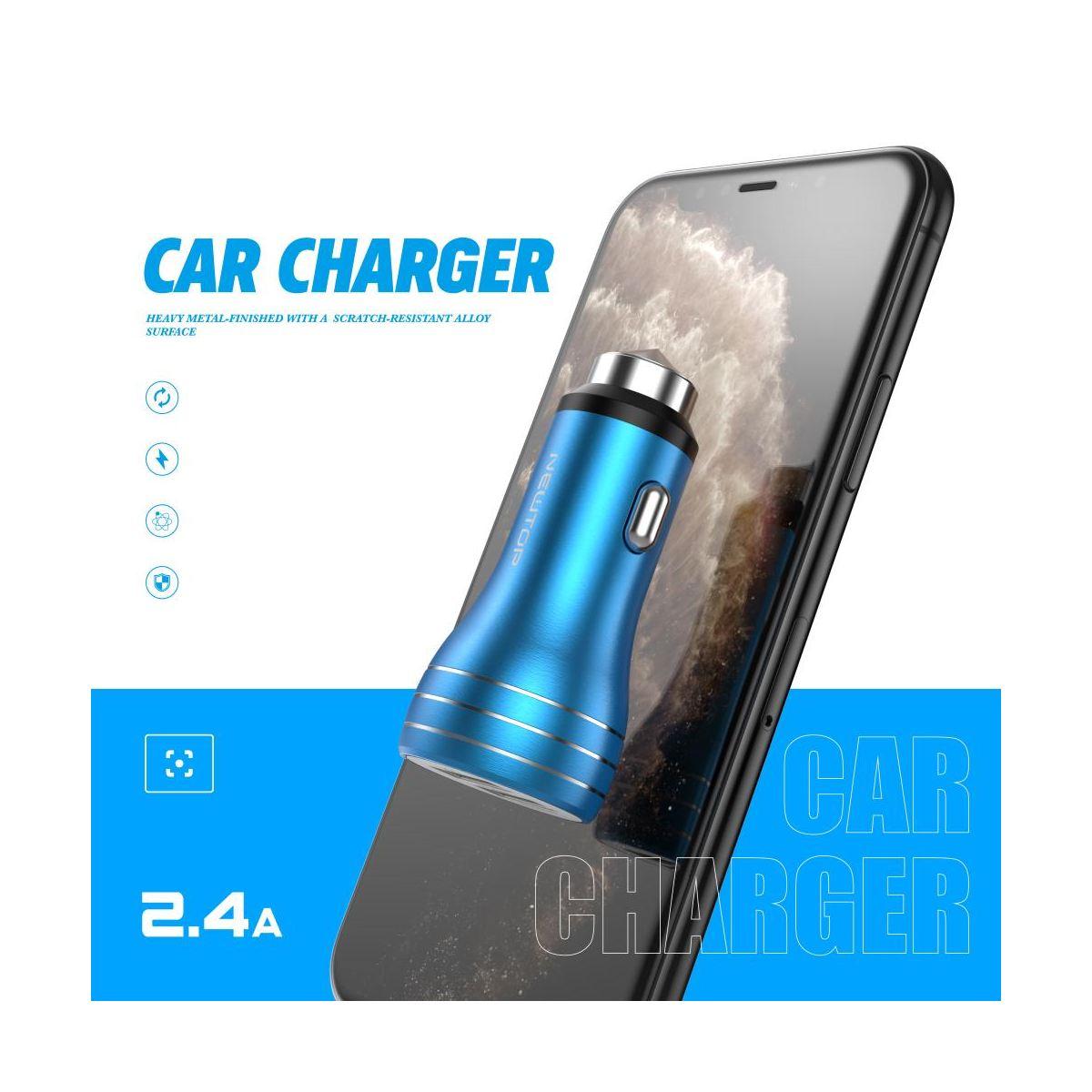 Newtop CC01 caricabatterie auto alluminio 2.4 A 2 USB con cavo Lightning ( iphone )