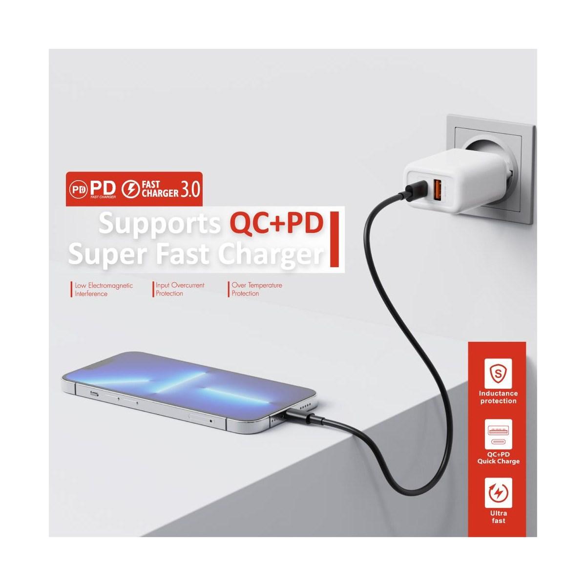 Newtop caricabatterie CM22 super rapido QC 3.0 + Type-C 25W PD 3.0