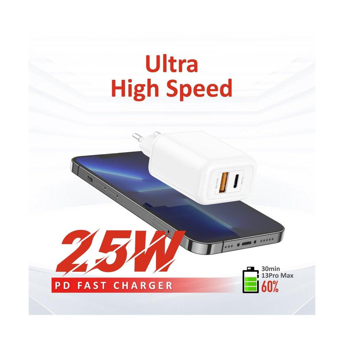 Newtop caricabatterie CM22 super rapido QC 3.0 + Type-C 25W PD 3.0