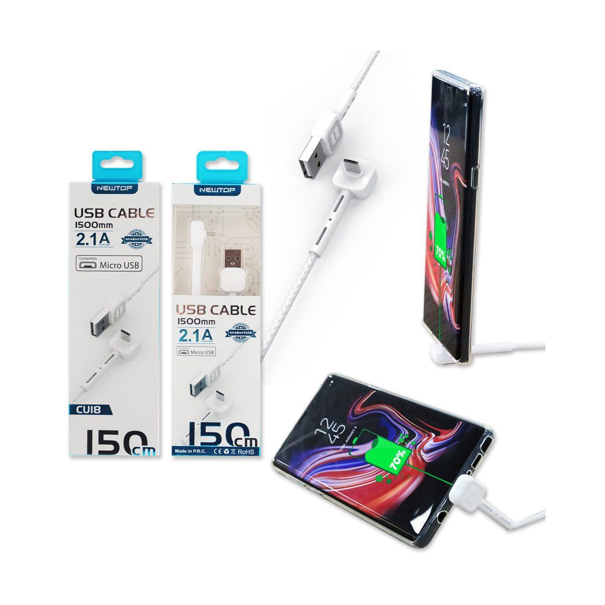 Newtop CU18 cavo ricarica con stand integrato micro usb 150 cm bianco