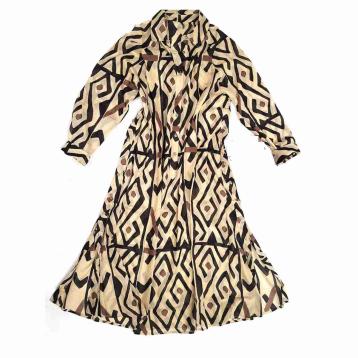 Vestitino donna kaftano lungo collo a camicia too chic