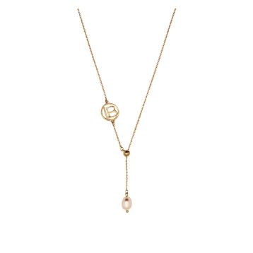 Collana con logo e pendente perla beige Laura Biagiotti